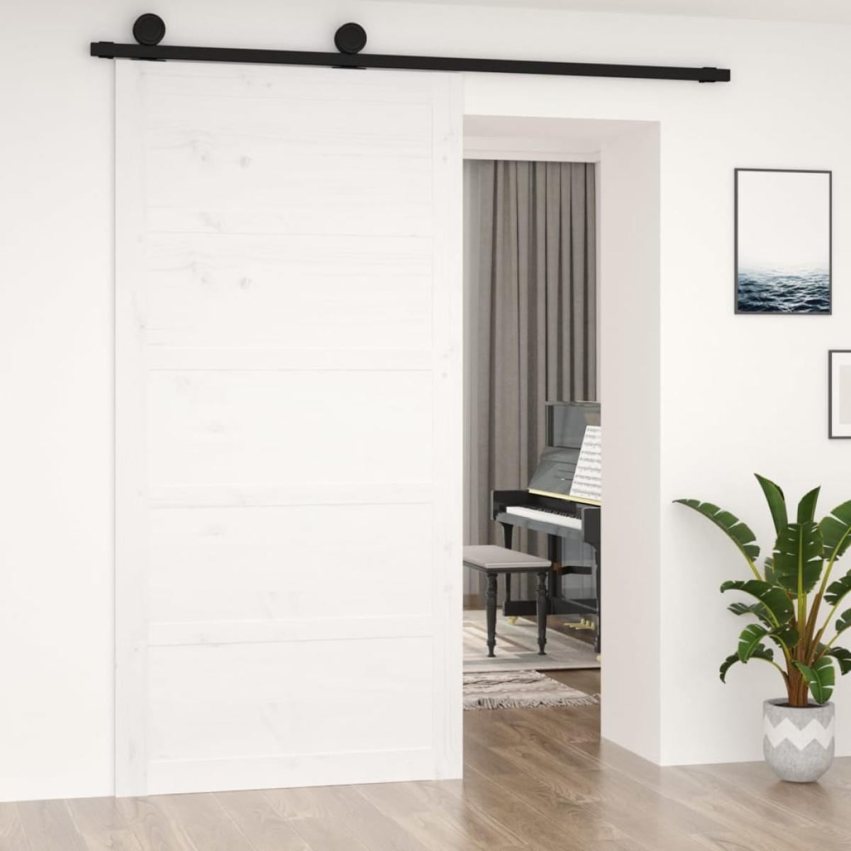 Puerta de granero madera maciza pino blanca 100x1,8x204,5 cm