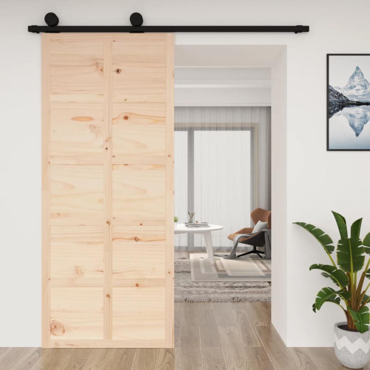 Puerta de granero madera maciza pino 90x1,8x214 cm