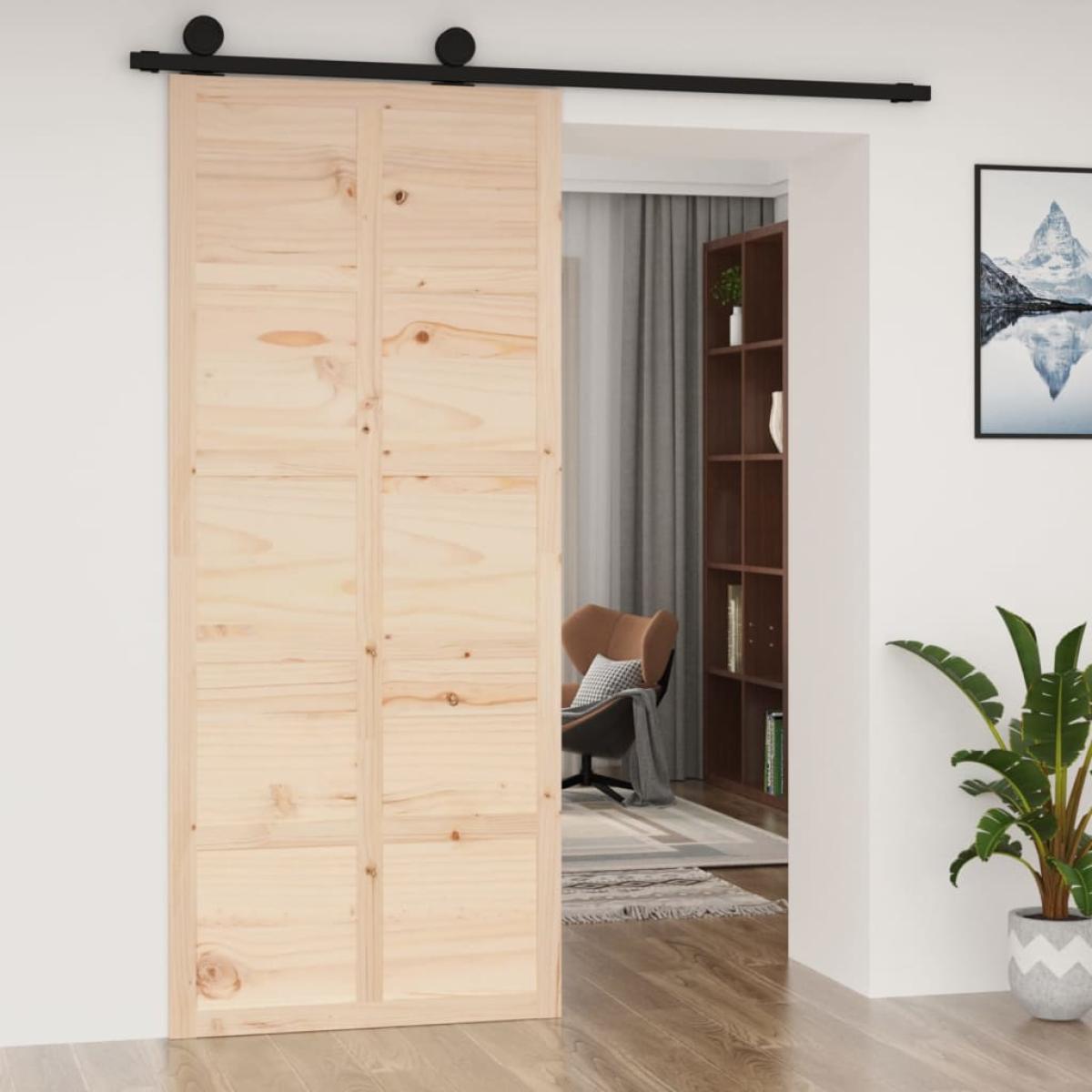 Puerta de granero madera maciza pino 90x1,8x214 cm