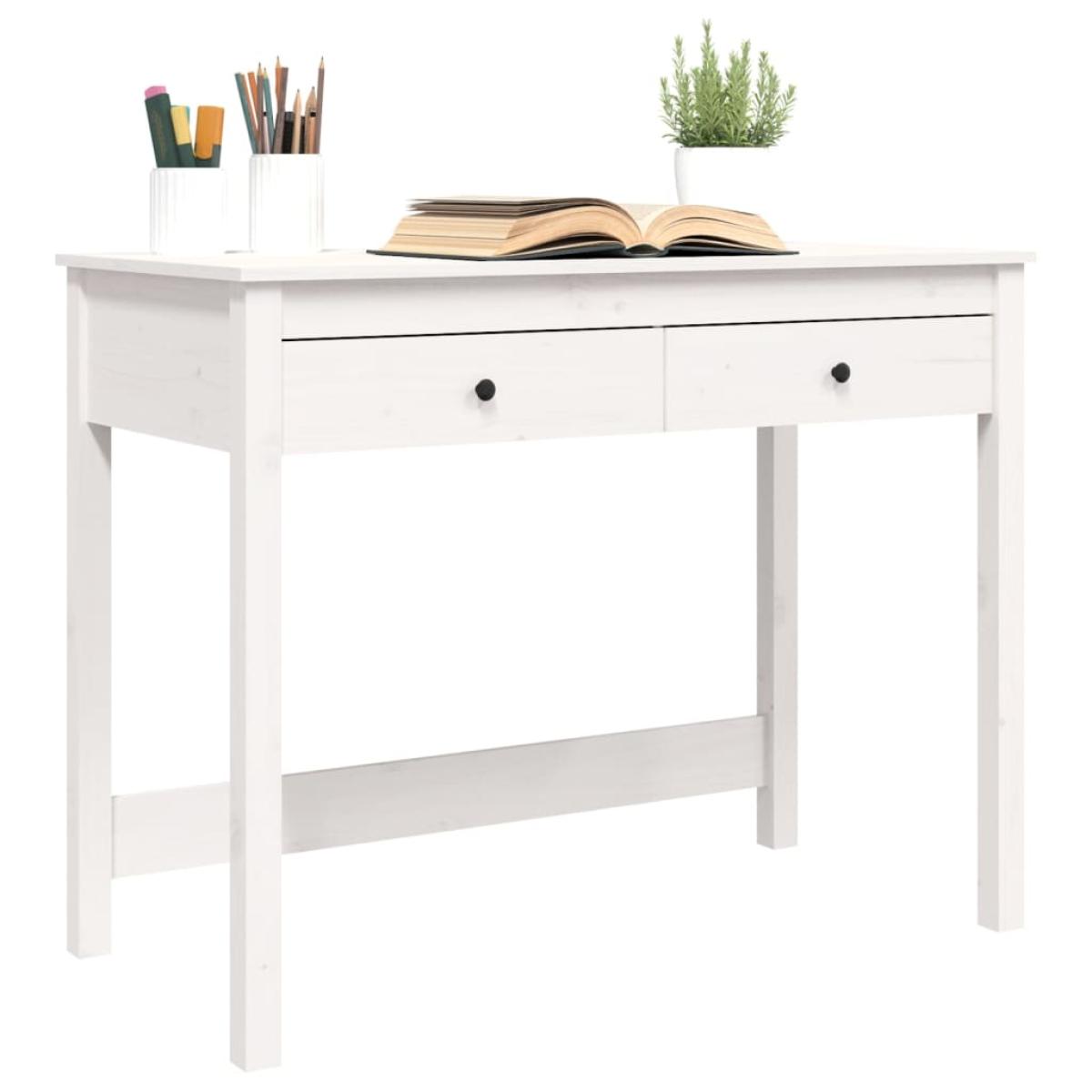 Escritorio con cajones madera maciza de pino blanco 100x50x78cm
