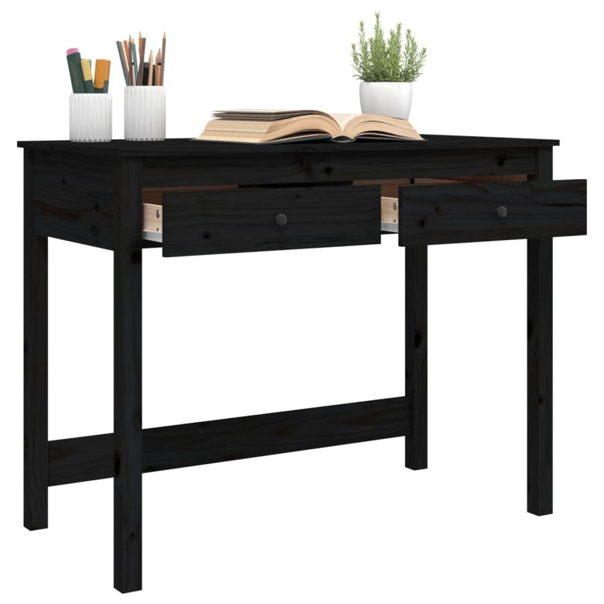Escritorio con cajones madera maciza de pino negro 100x50x78 cm