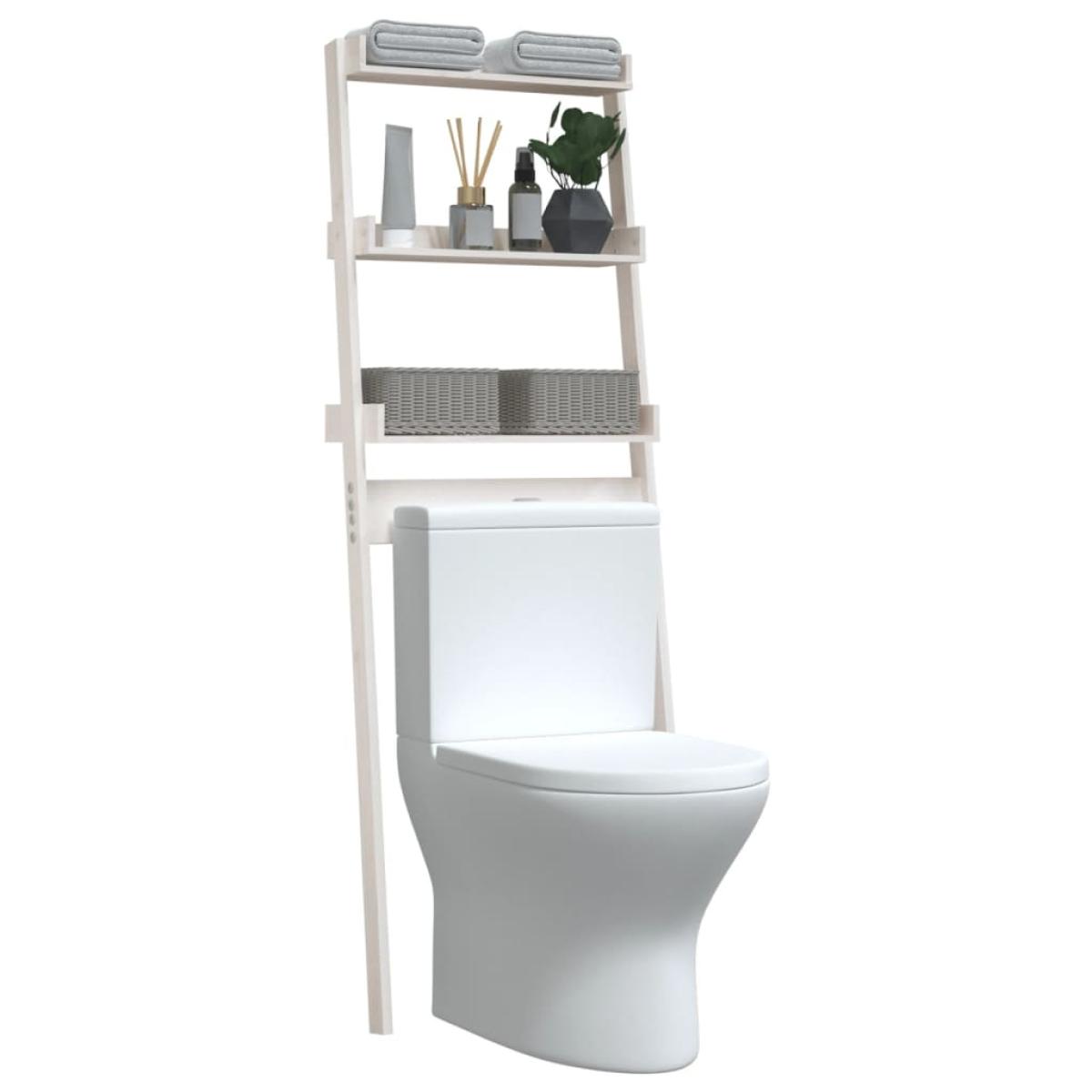 Estante de baño madera maciza de pino blanco 63,5x32x179 cm