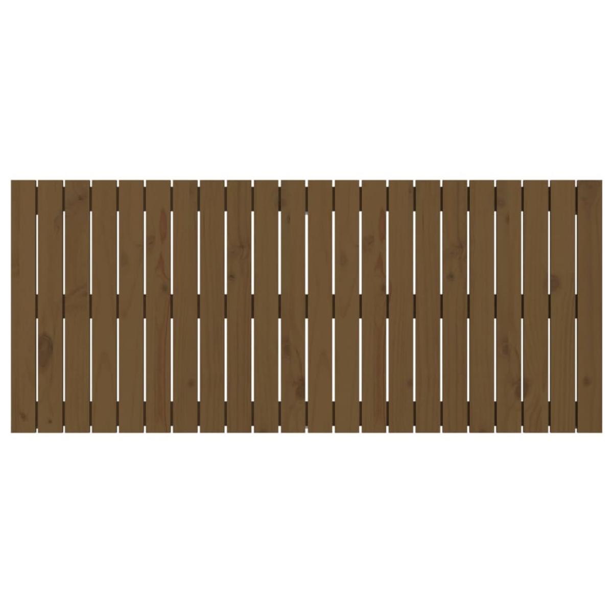 Cabecero cama pared madera maciza pino marrón miel 140x3x60 cm