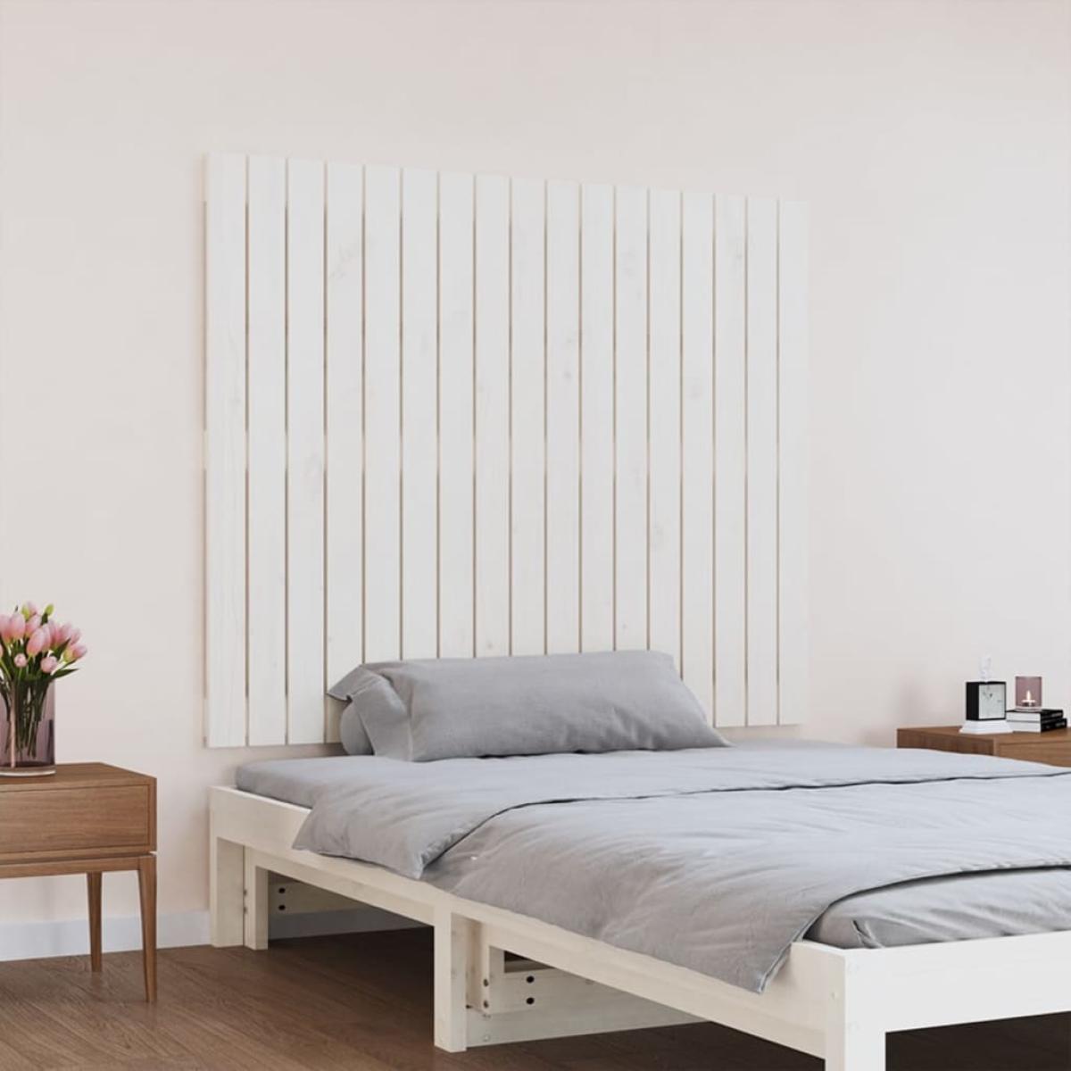 Cabecero de cama de pared madera maciza pino blanco 108x3x90 cm
