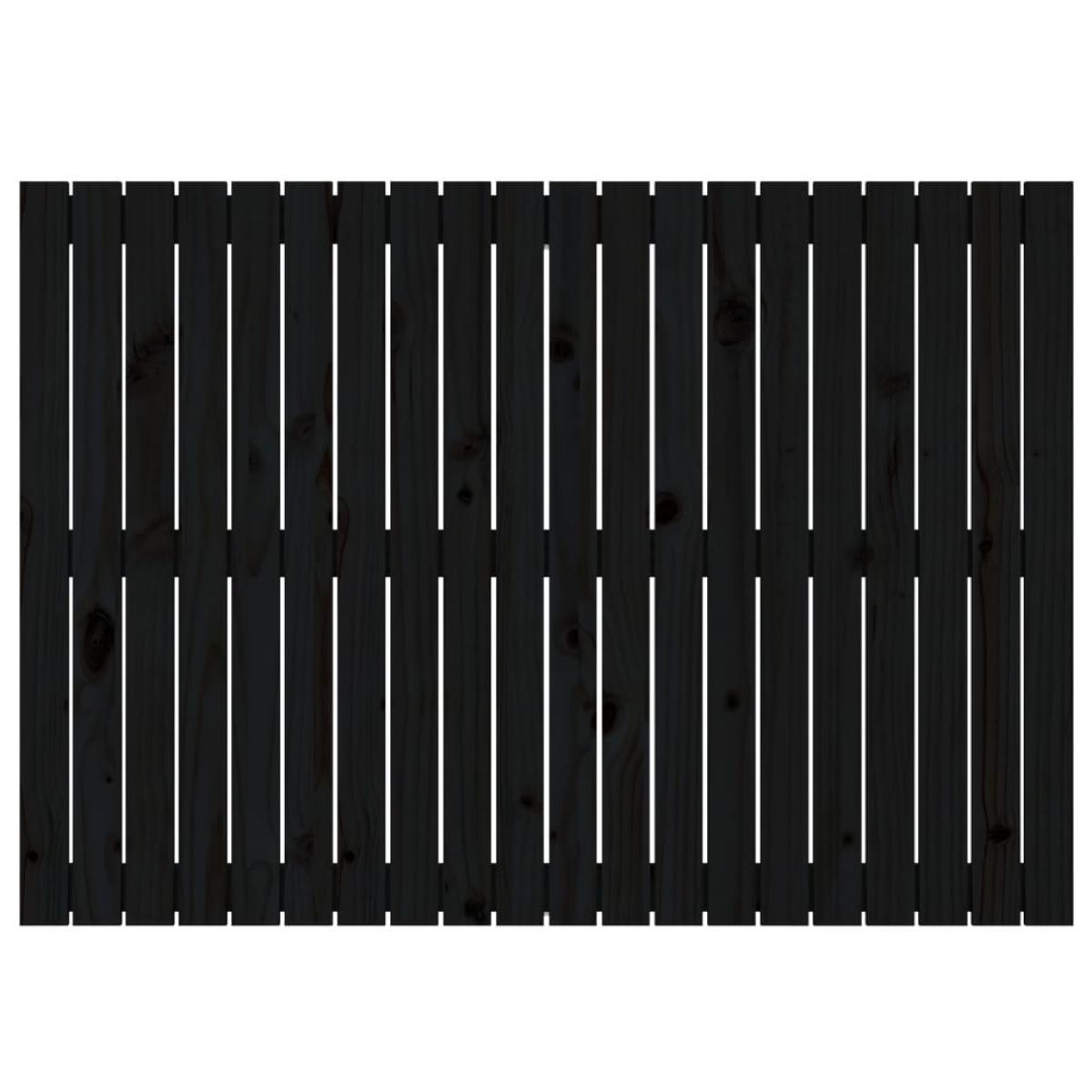 Cabecero de cama de pared madera maciza pino negro 127,5x3x90cm