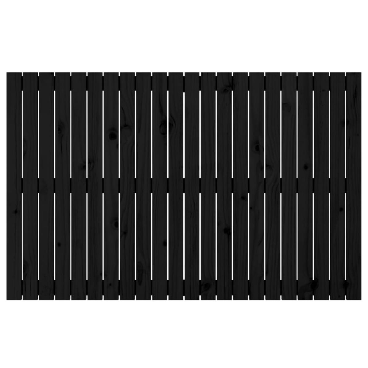 Cabecero de cama de pared madera maciza pino negro 140x3x90 cm