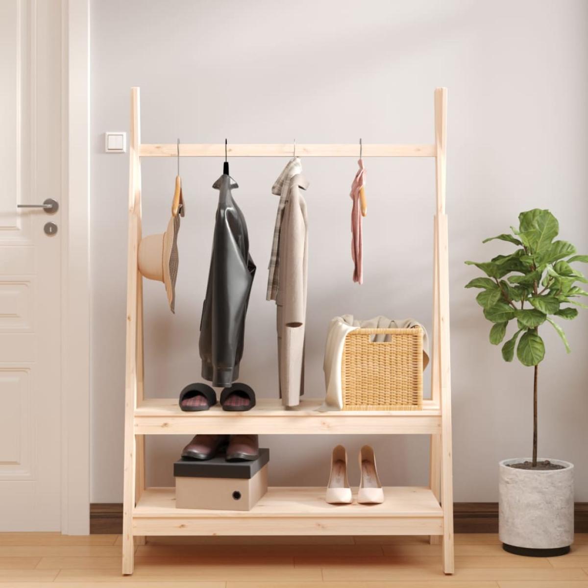 Perchero de madera maciza de pino 100x45,5x150 cm