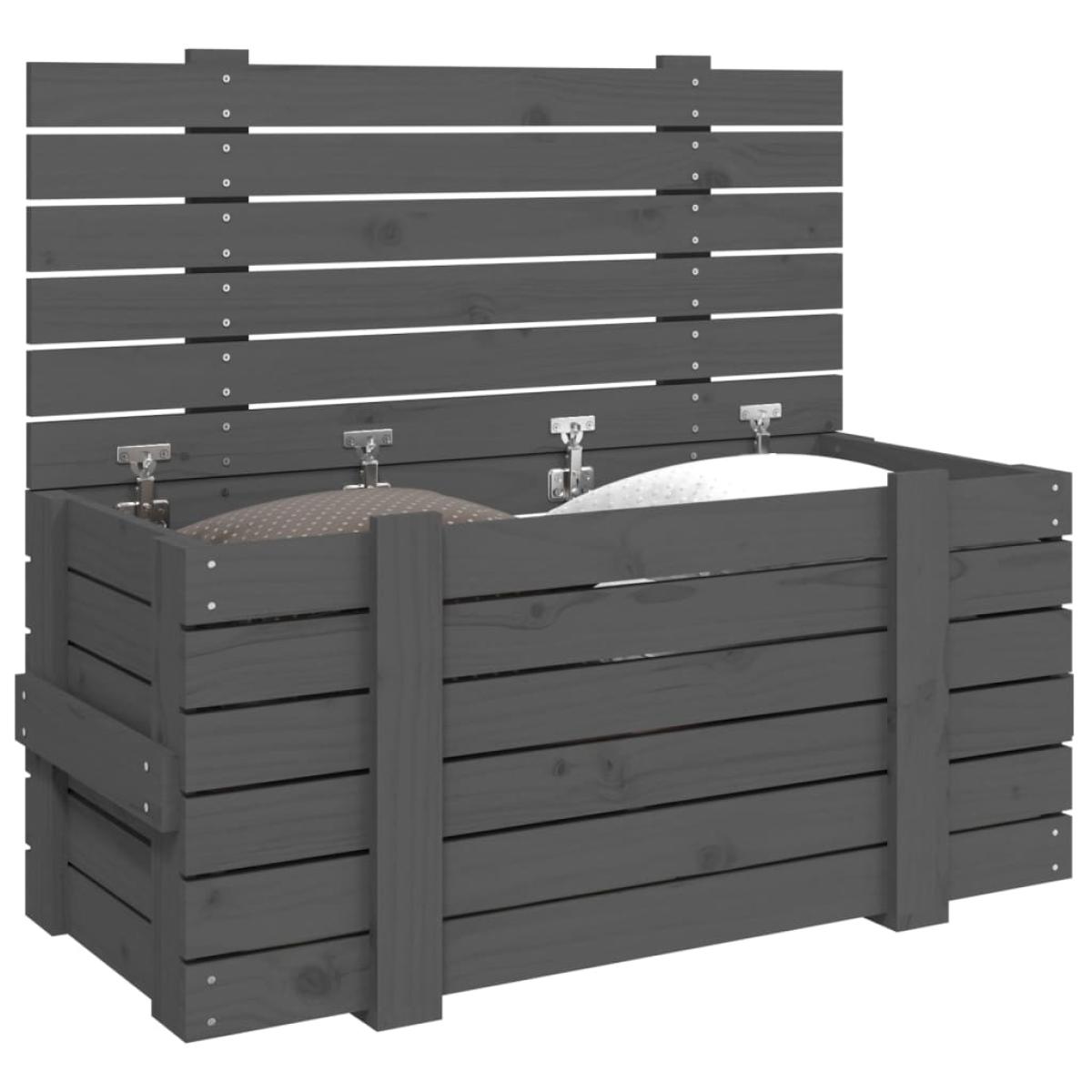 Caja de almacenaje madera maciza de pino gris 91x40,5x42 cm