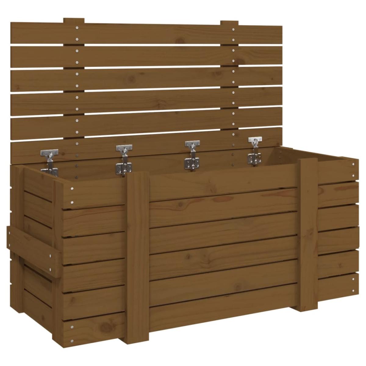 Caja almacenaje madera maciza pino marrón miel 91x40,5x42 cm