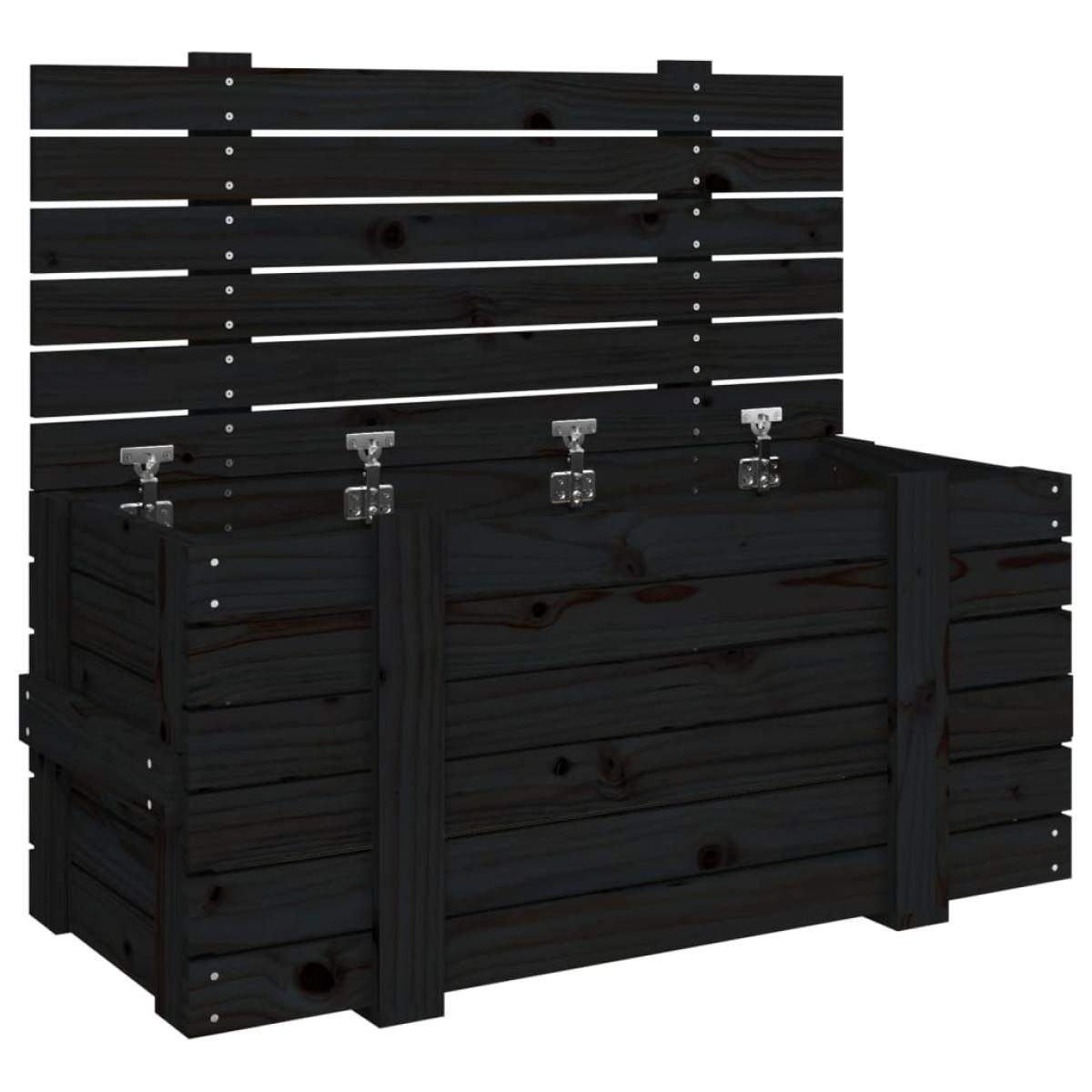 Caja de almacenaje madera maciza de pino negro 91x40,5x42 cm