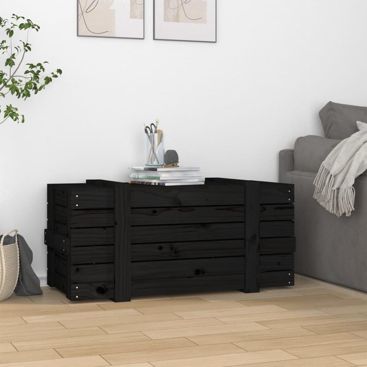 Caja de almacenaje madera maciza de pino negro 91x40,5x42 cm