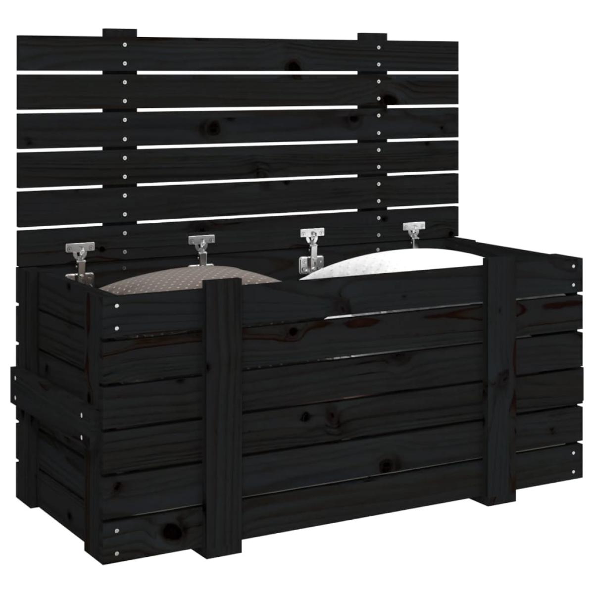Caja de almacenaje madera maciza de pino negro 91x40,5x42 cm