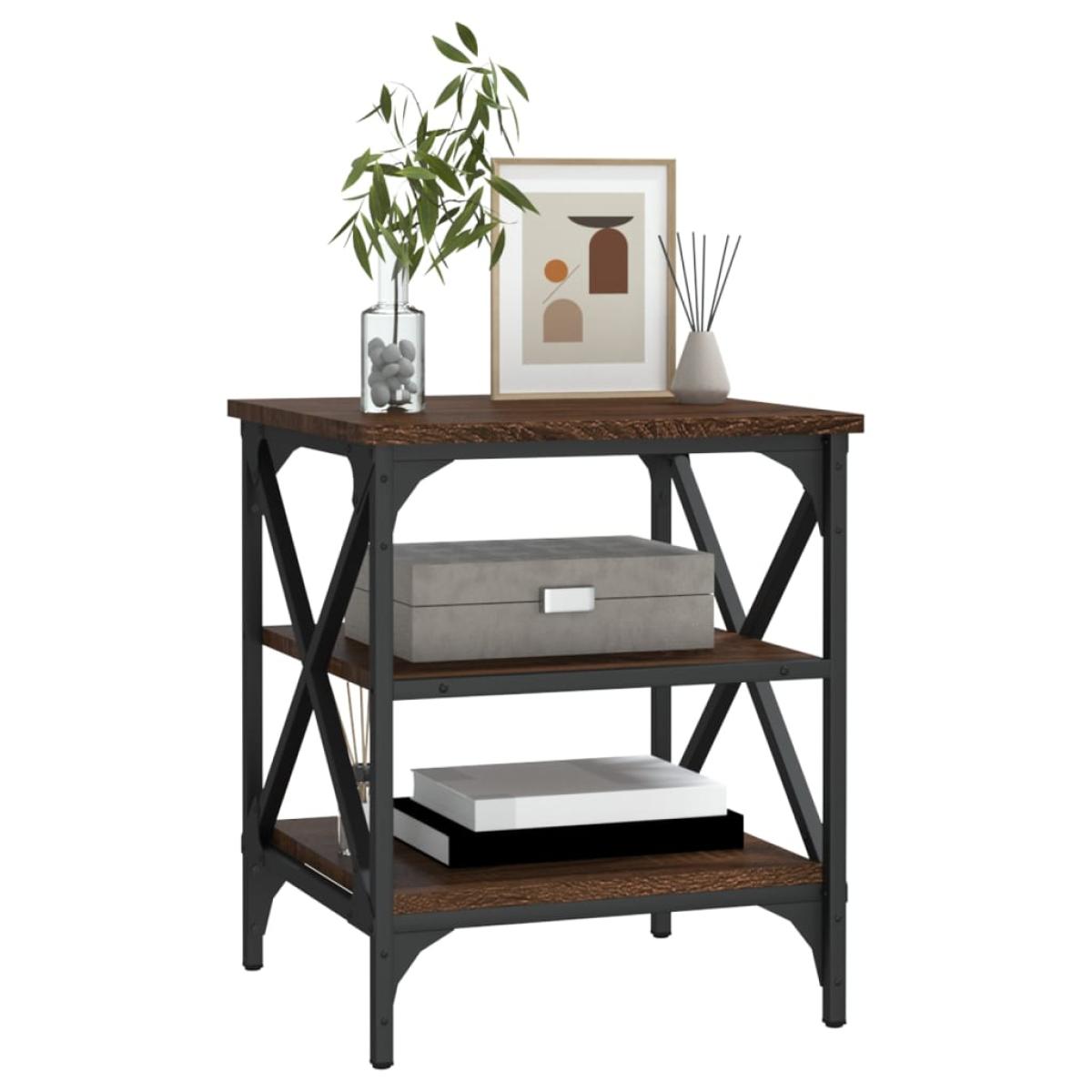 Mesa auxiliar madera contrachapada marrón roble 40x42x50 cm