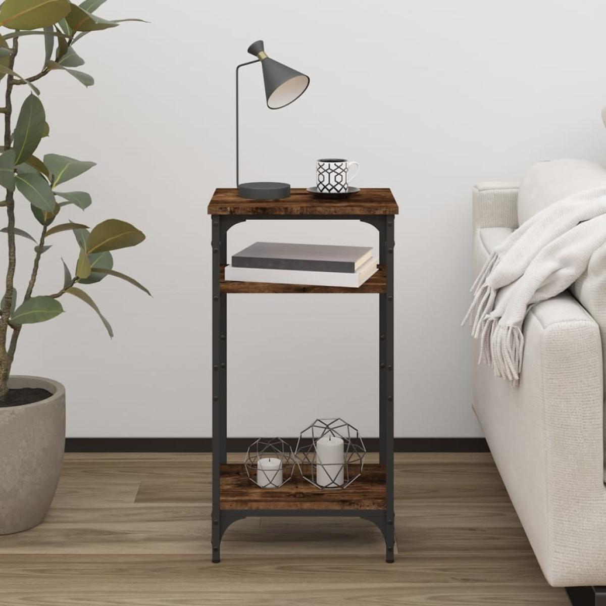Mesa auxiliar madera contrachapada roble ahumado 40x30x75 cm