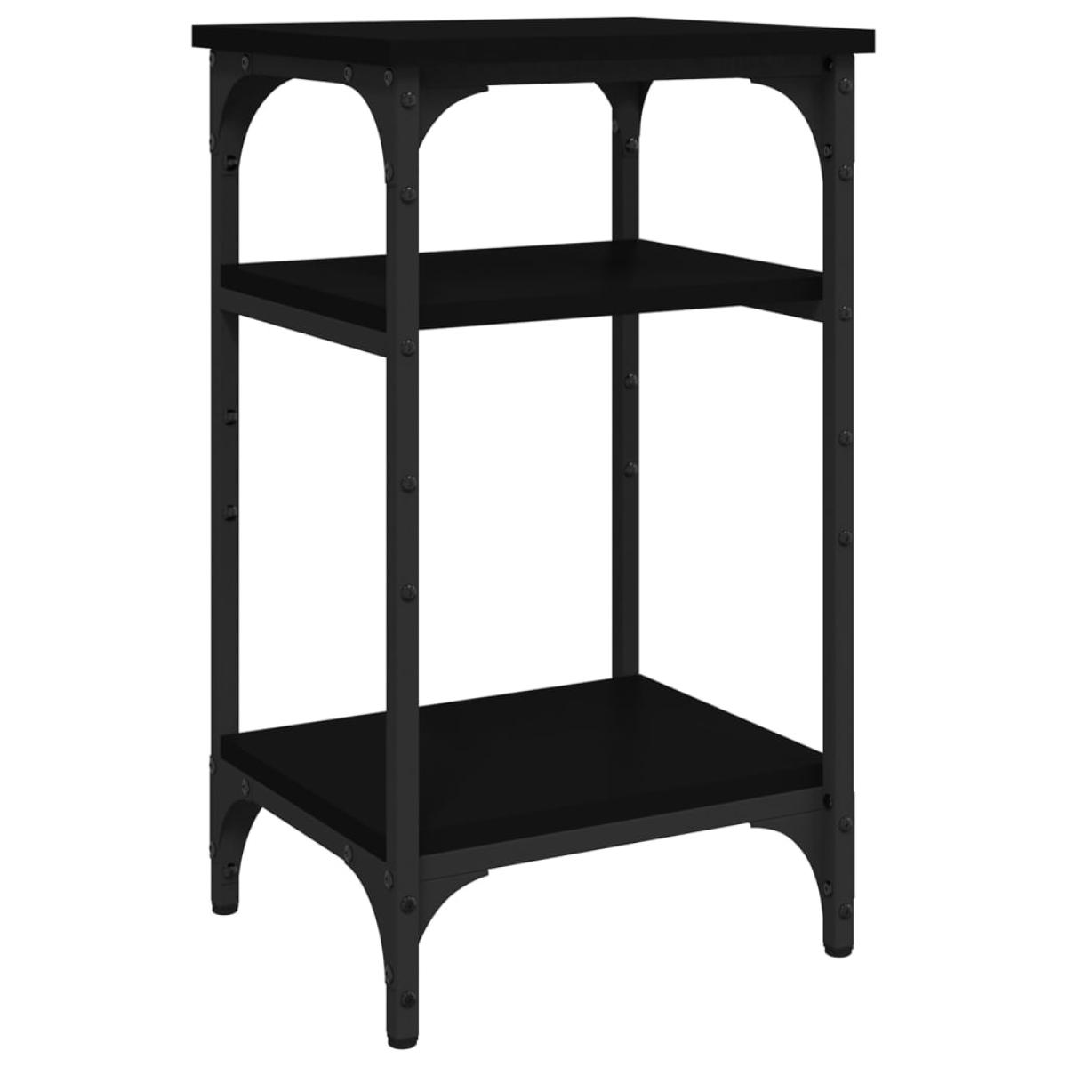 Mesa auxiliar de madera contrachapada negro 35x30x60 cm