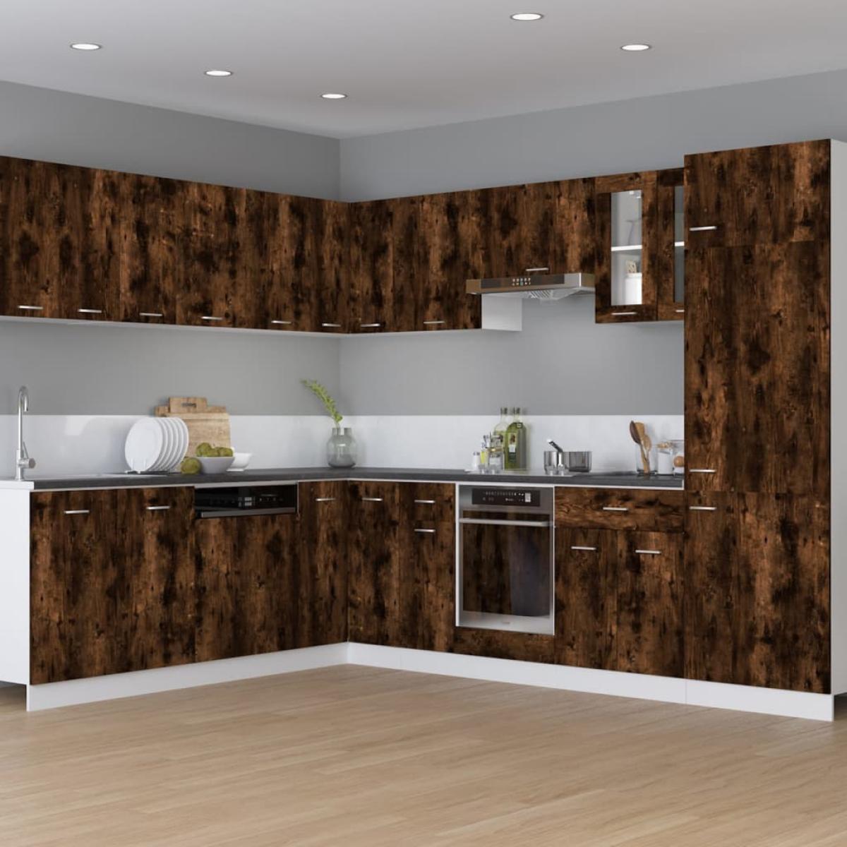 Mueble colgante madera contrachapada roble ahumado 29,5x31x60cm