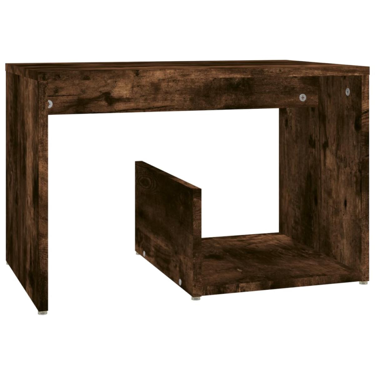 Mesa auxiliar madera contrachapada roble ahumado 59x36x38 cm