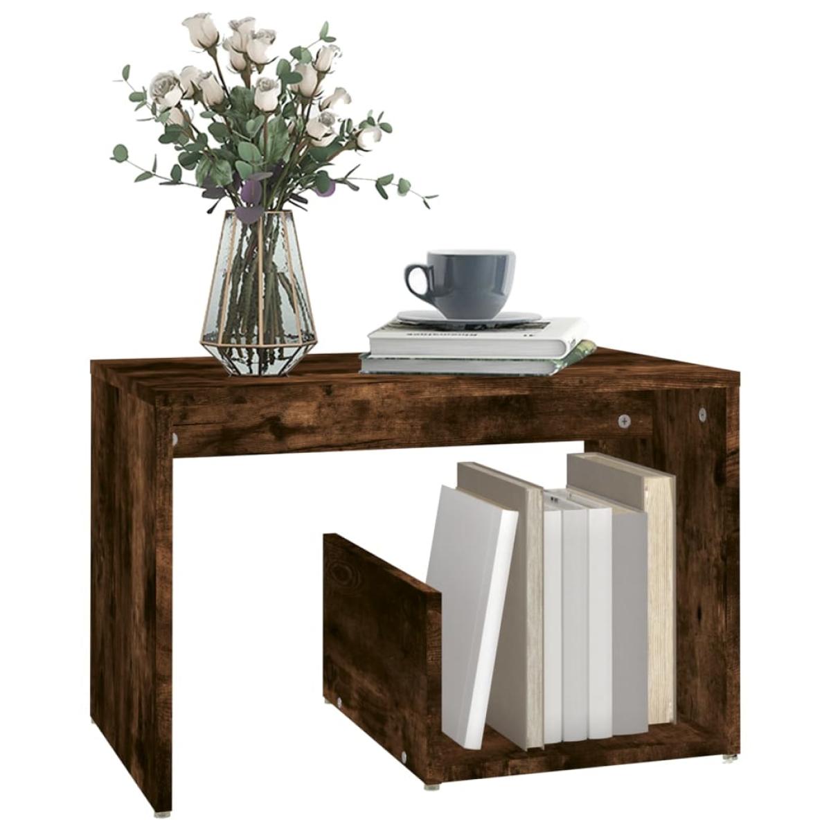 Mesa auxiliar madera contrachapada roble ahumado 59x36x38 cm