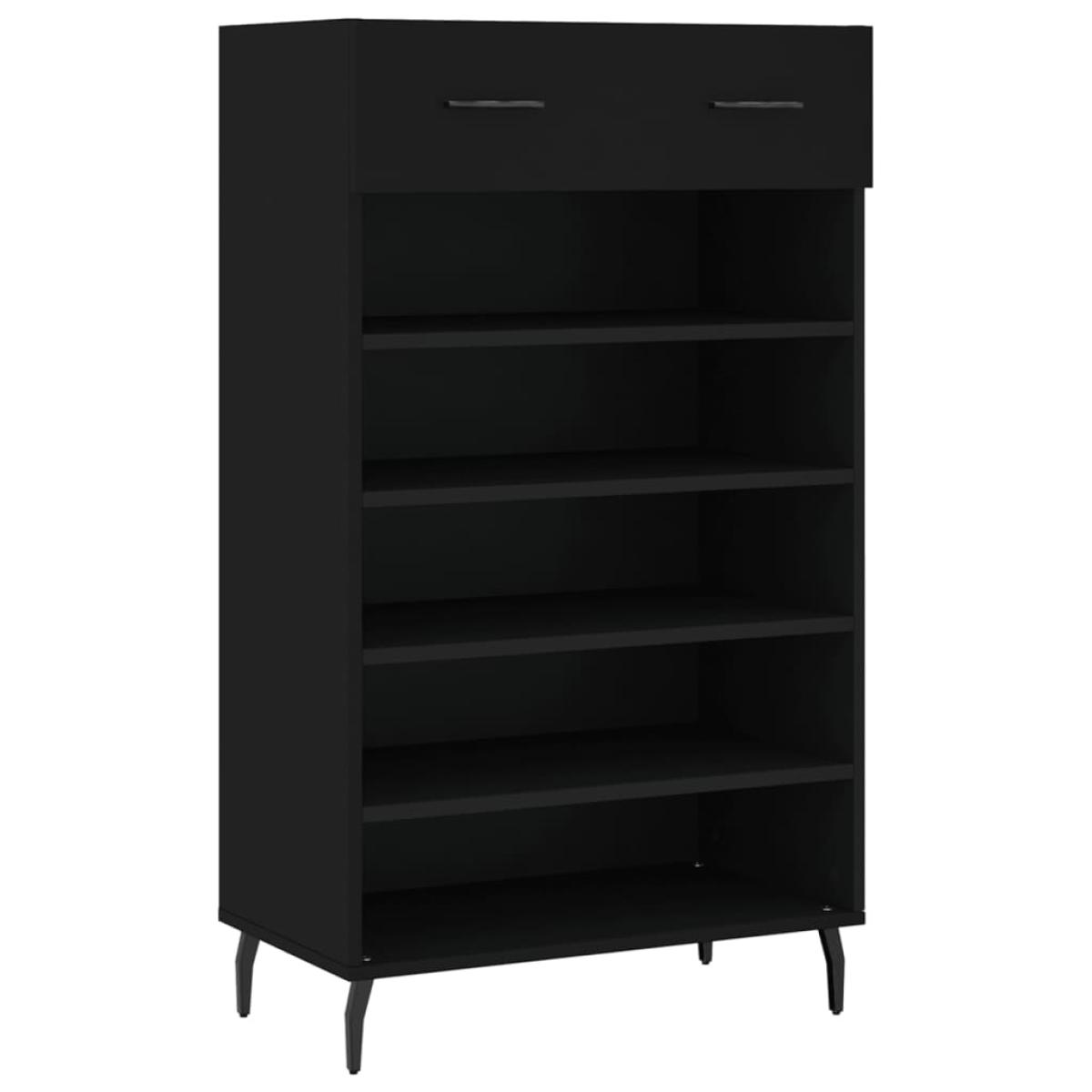 Zapatero madera de ingeniería negro 60x35x105 cm