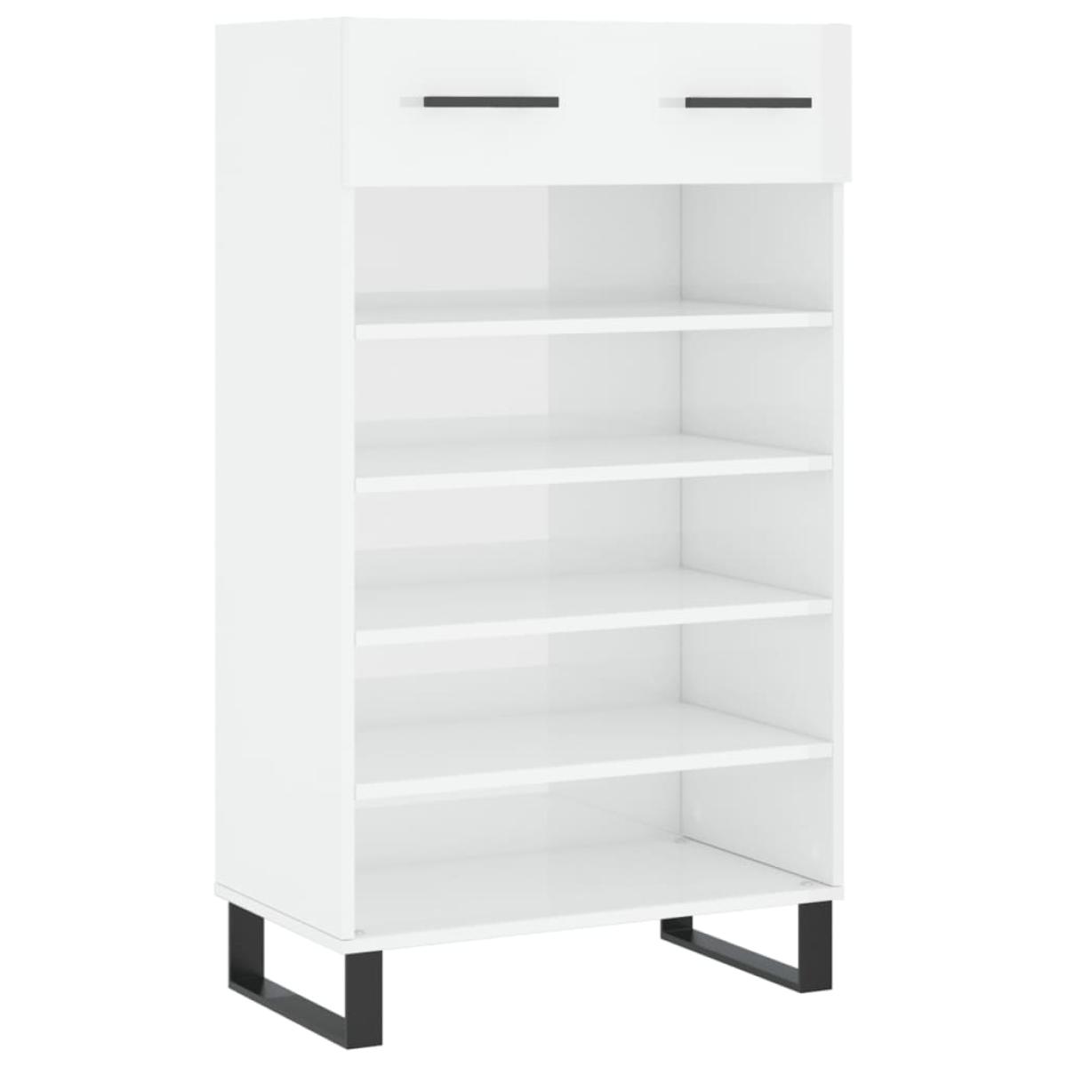 Mueble zapatero madera contrachapada blanco brillo 60x35x105 cm