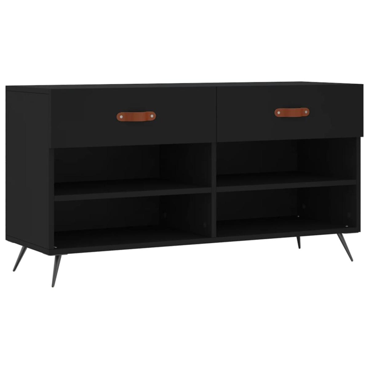 Banco zapatero madera de ingeniería negro 102x35x55 cm