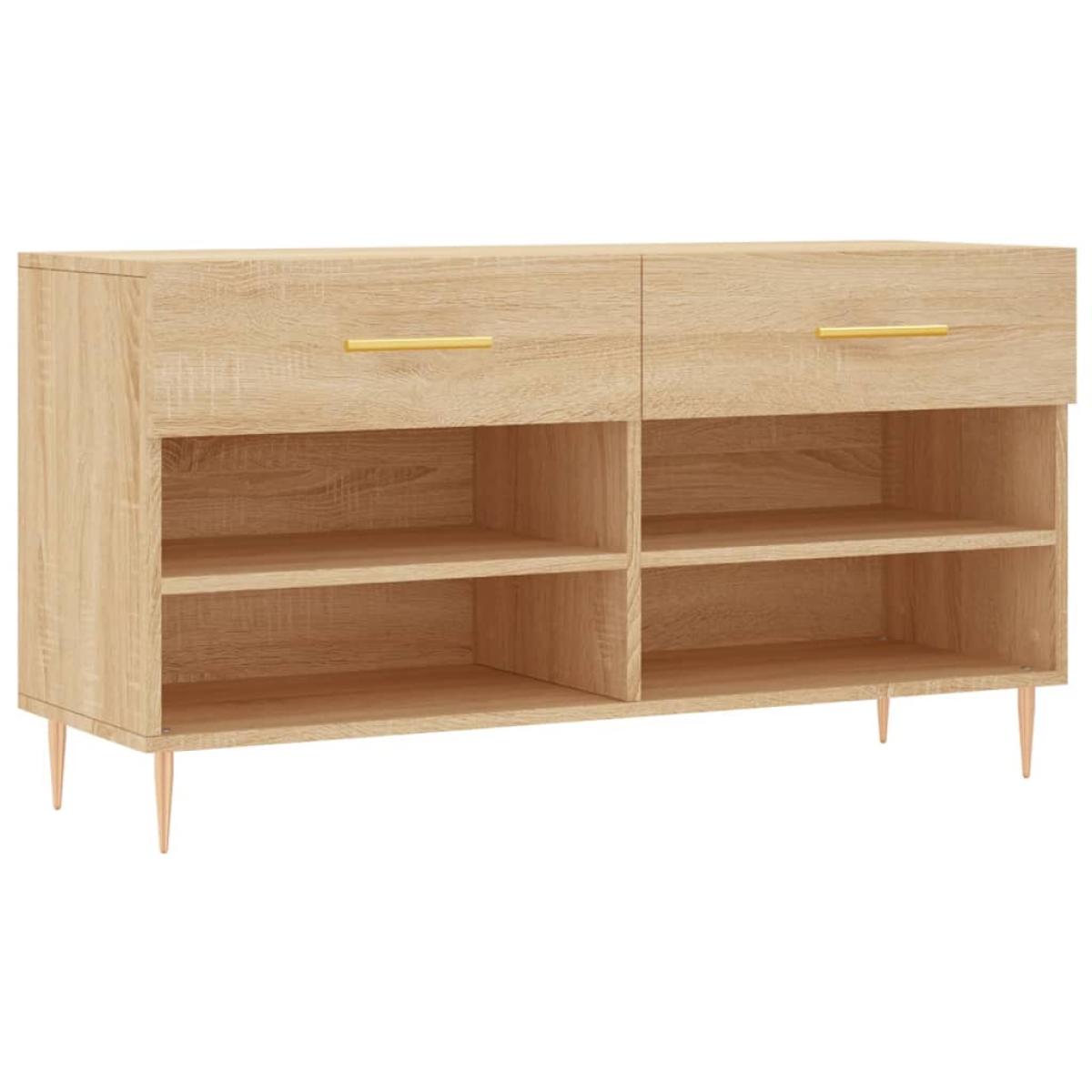 Banco zapatero madera de ingeniería roble Sonoma 102x35x55 cm