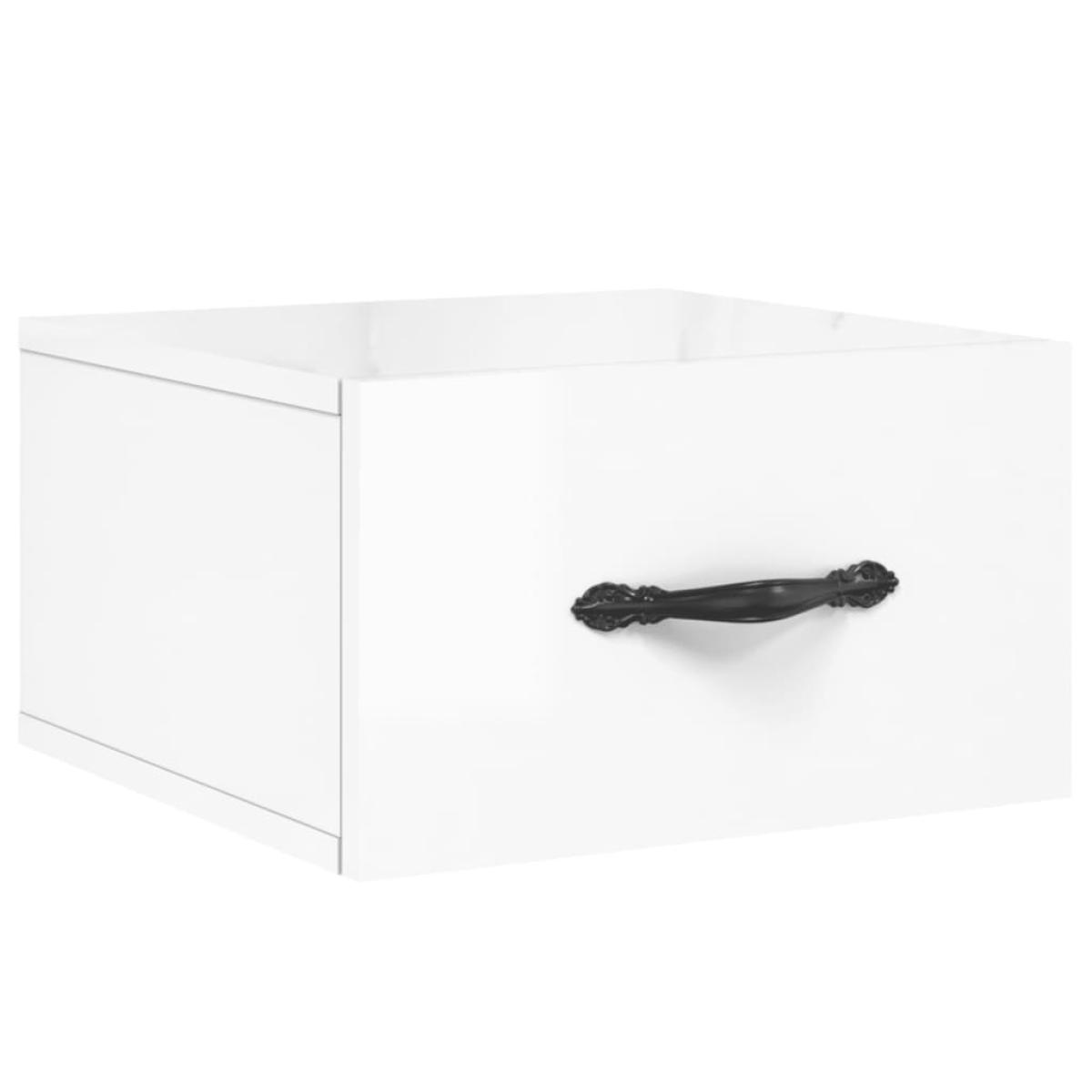 Mesita de noche de pared blanco brillo 35x35x20 cm