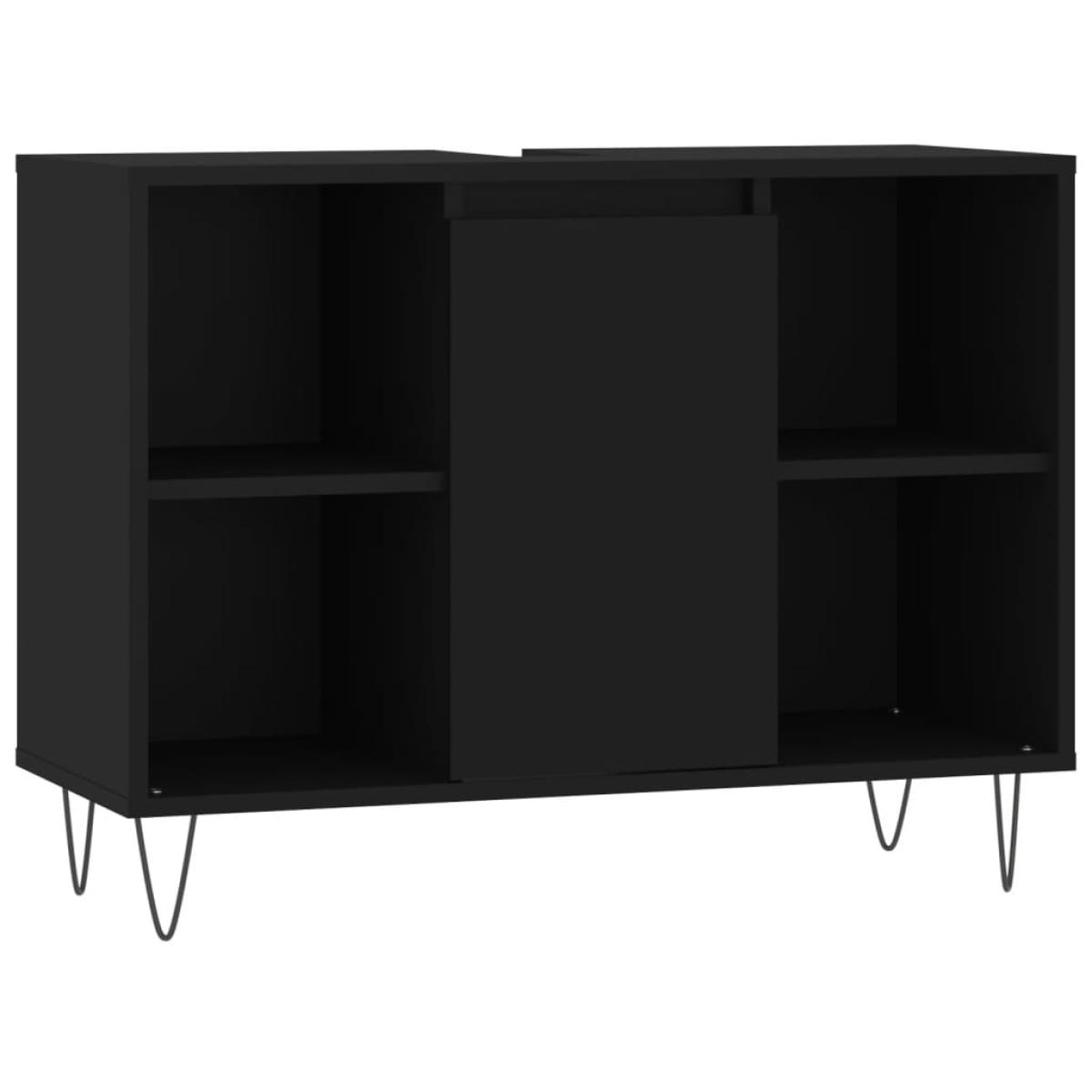 Mueble de baño madera de ingeniería negro 80x33x60 cm