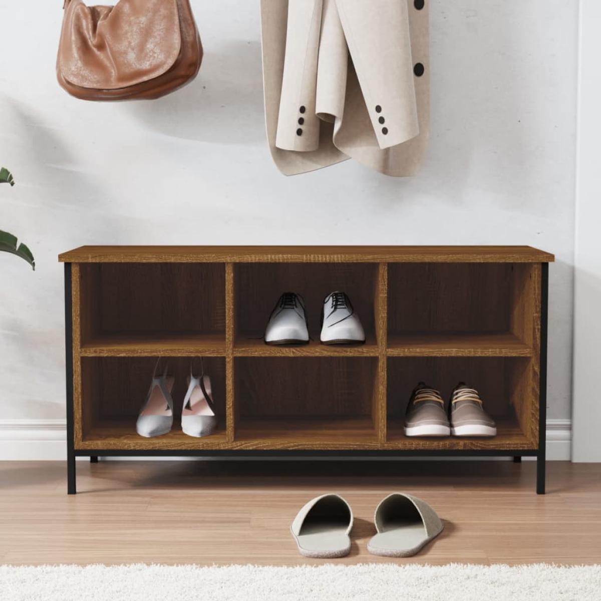 Mueble zapatero madera contrachapada roble marrón 100x35x50 cm