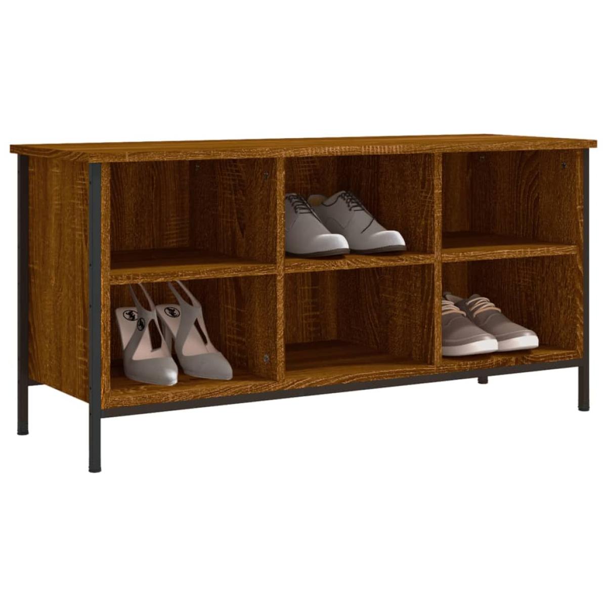 Mueble zapatero madera contrachapada roble marrón 100x35x50 cm