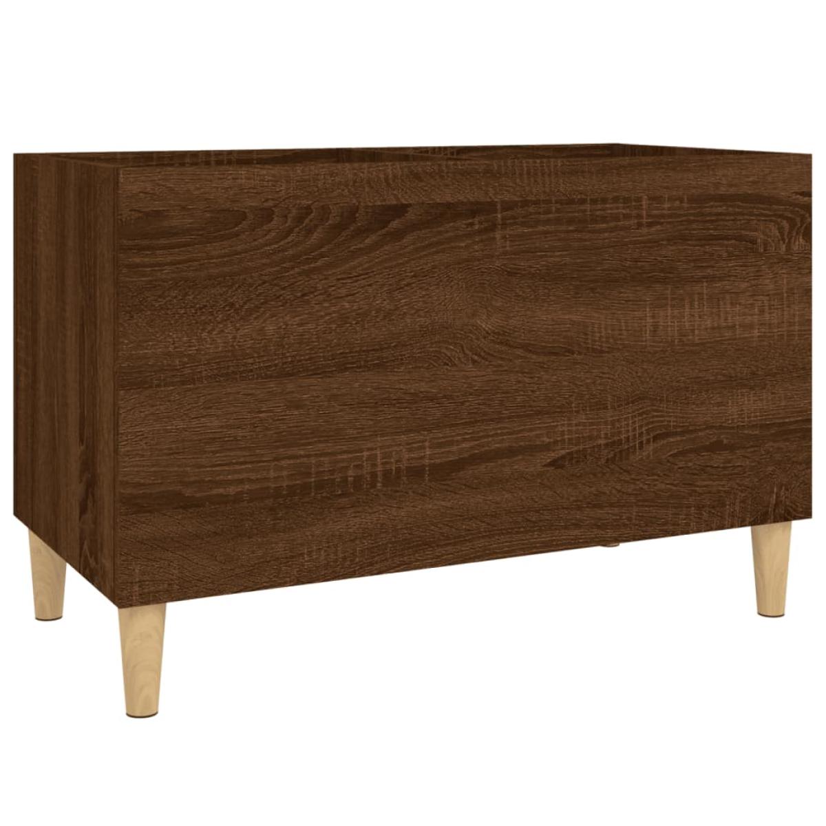 Mueble discos madera contrachapada roble marrón 74,5x38x48 cm