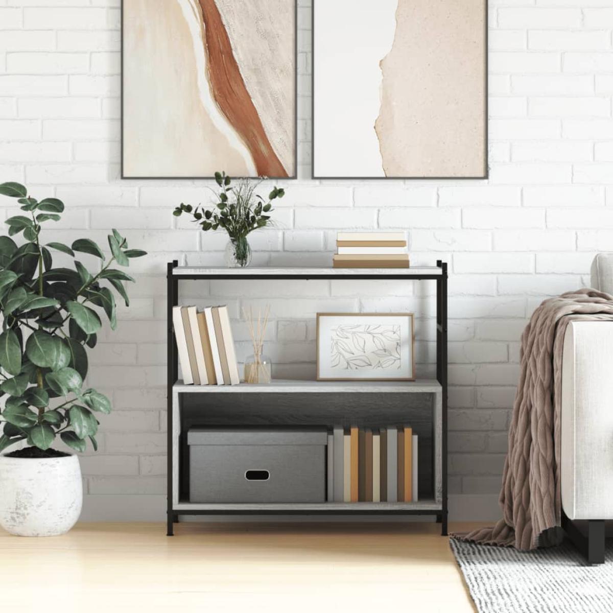Estantería hierro y madera ingeniería gris Sonoma 80x30x78,5 cm