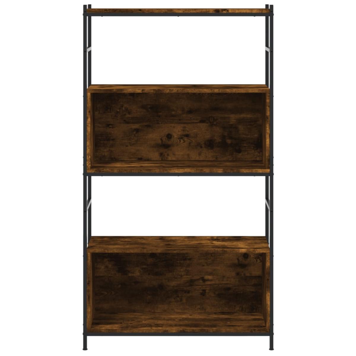 Estantería hierro madera ingeniería roble ahumado 80x30x145,5cm