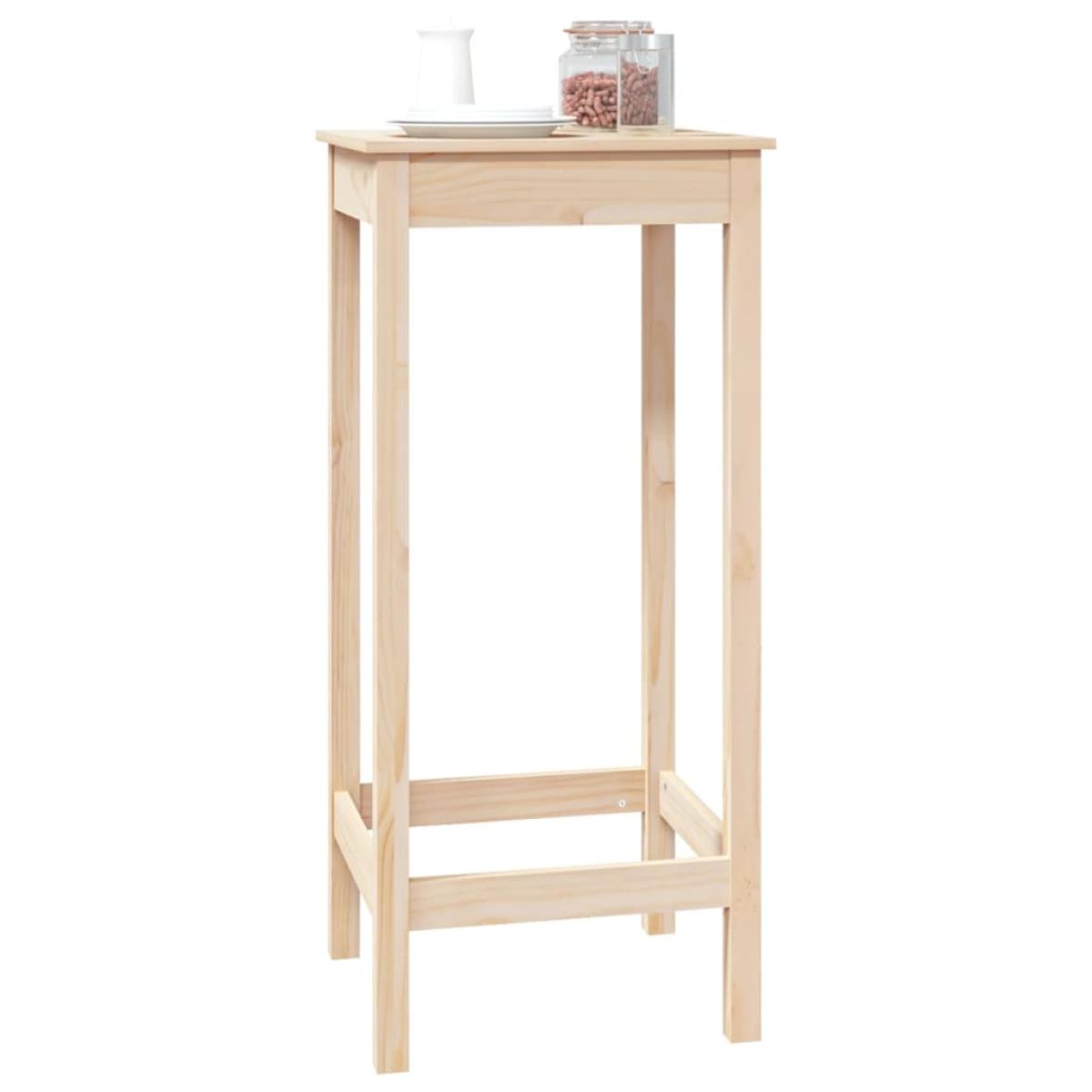 Mesa alta de bar madera maciza de pino 50x50x110 cm