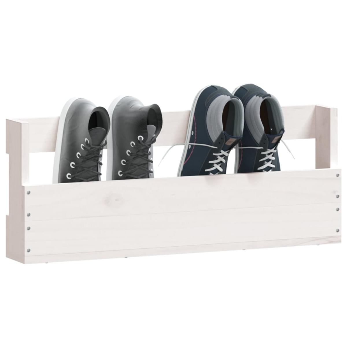 Estantes de zapatos de pared 2 uds madera pino blanco 59x9x23cm