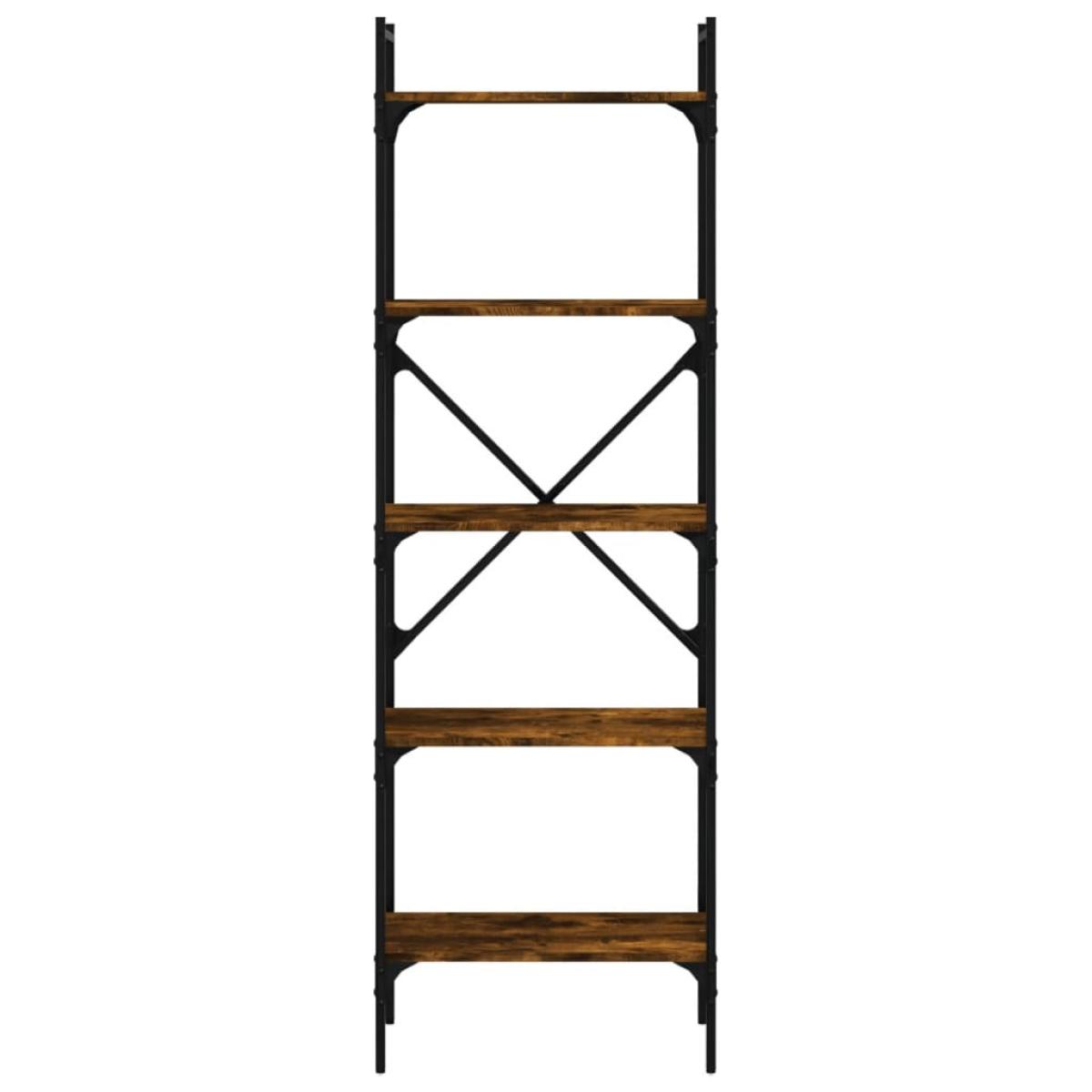 Librería de 5 estantes madera roble ahumado 56x31,5x174 cm