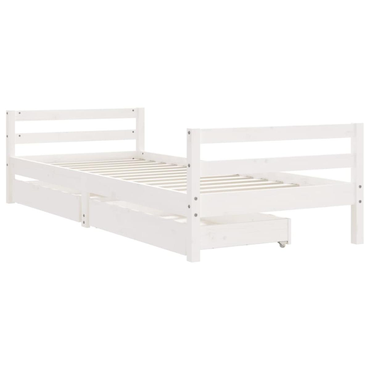Estructura cama niños con cajones madera pino blanco 90x200 cm