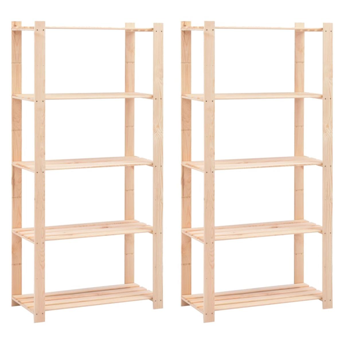 Estantería 5 niveles 2 unidades madera pino maciza 250 kg