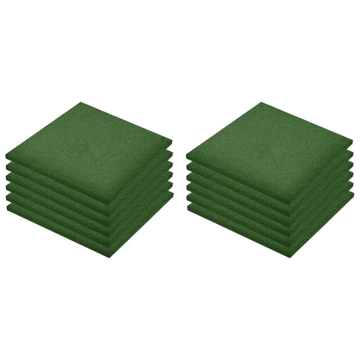 Losetas de goma protección de caídas 12 uds verde 50x50x3 cm