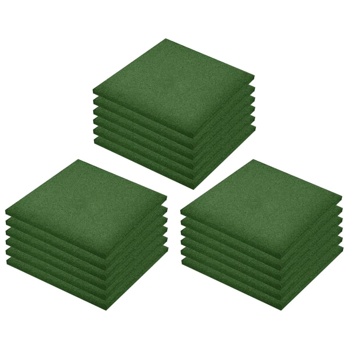 Losetas de goma protección de caídas 18 uds verde 50x50x3 cm