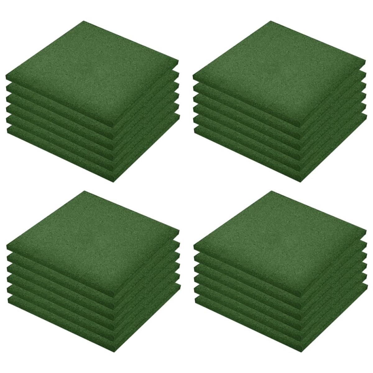 Losetas de goma protección de caídas 24 uds verde 50x50x3 cm