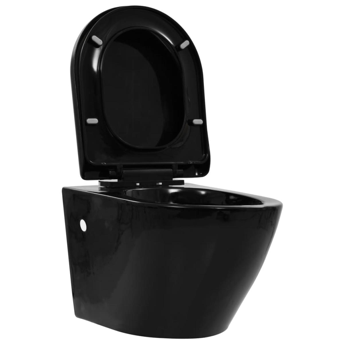 Inodoro de pared con cisterna oculta cerámica negro