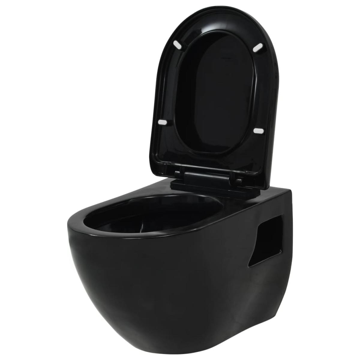 Inodoro de pared con cisterna oculta cerámica negro