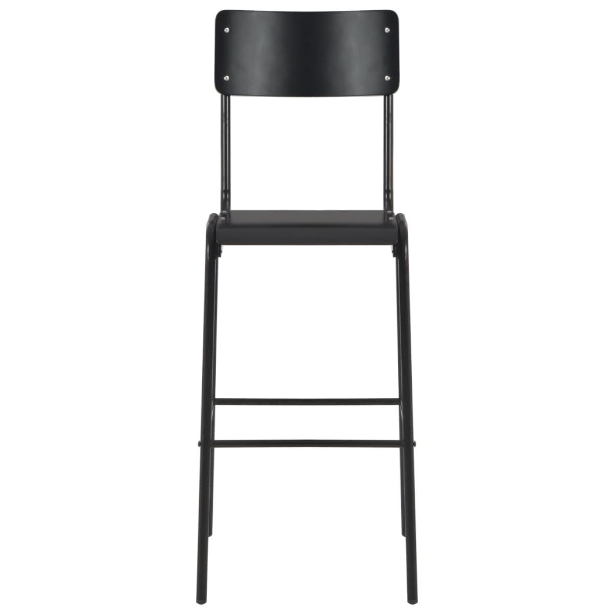 Taburetes de cocina 6 uds madera contrachapada y acero negro