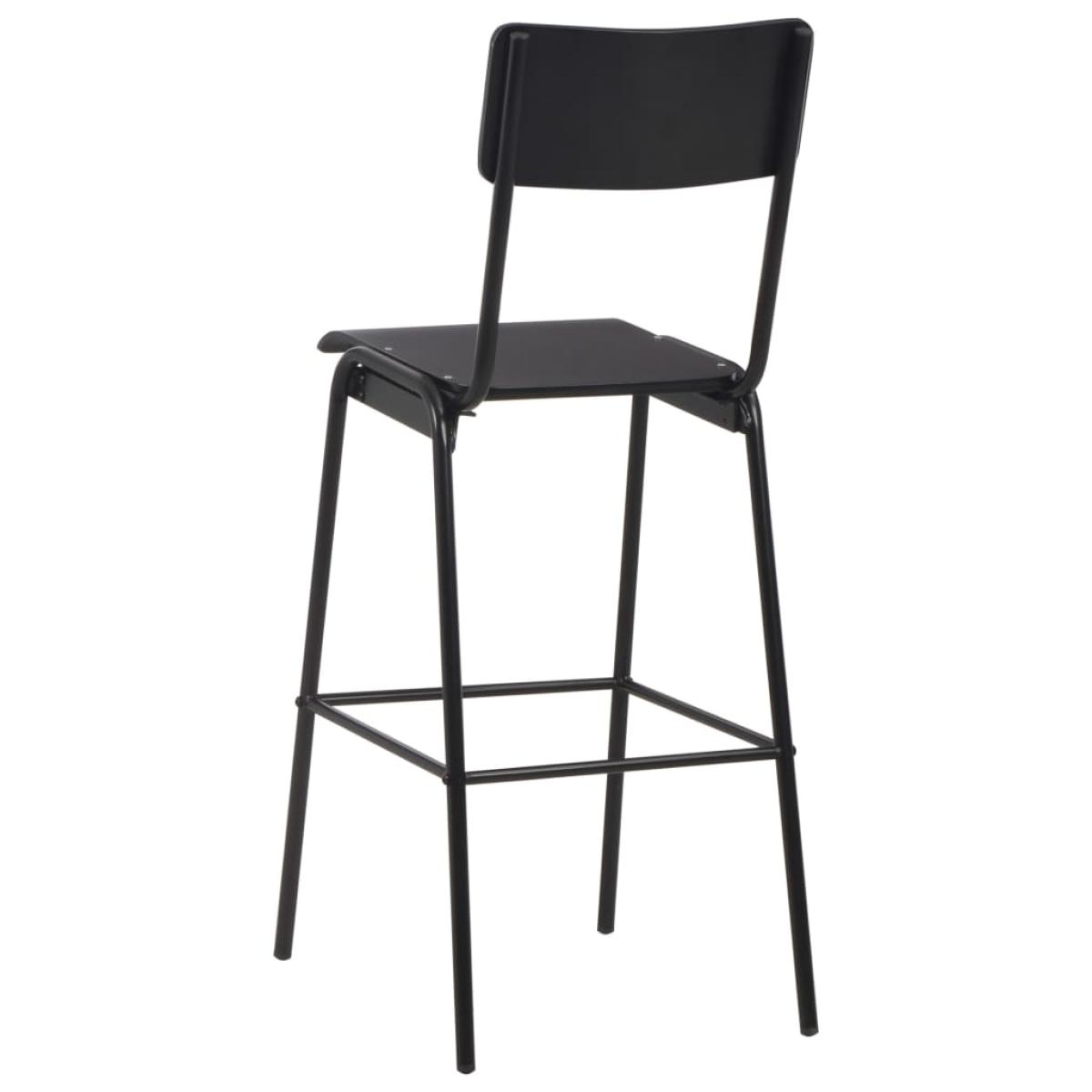 Taburetes de cocina 6 uds madera contrachapada y acero negro
