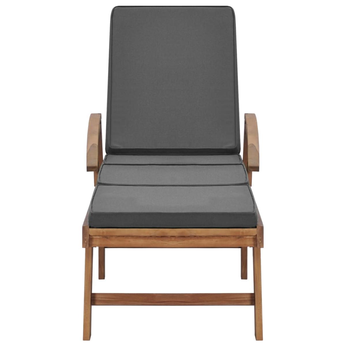 Tumbonas con cojín 2 uds madera maciza de teca gris oscuro