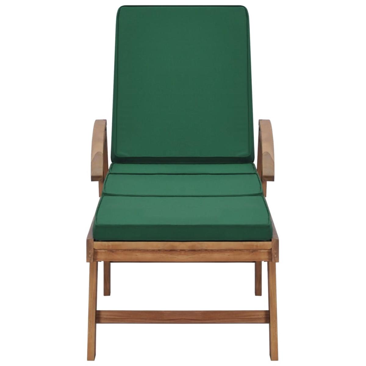 Tumbonas con cojín 2 uds madera maciza de teca verde
