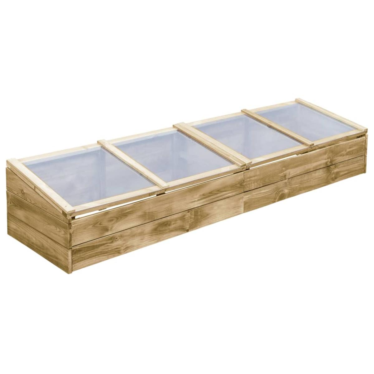 Invernadero de madera de pino impregnada 2 uds 200x50x35 cm