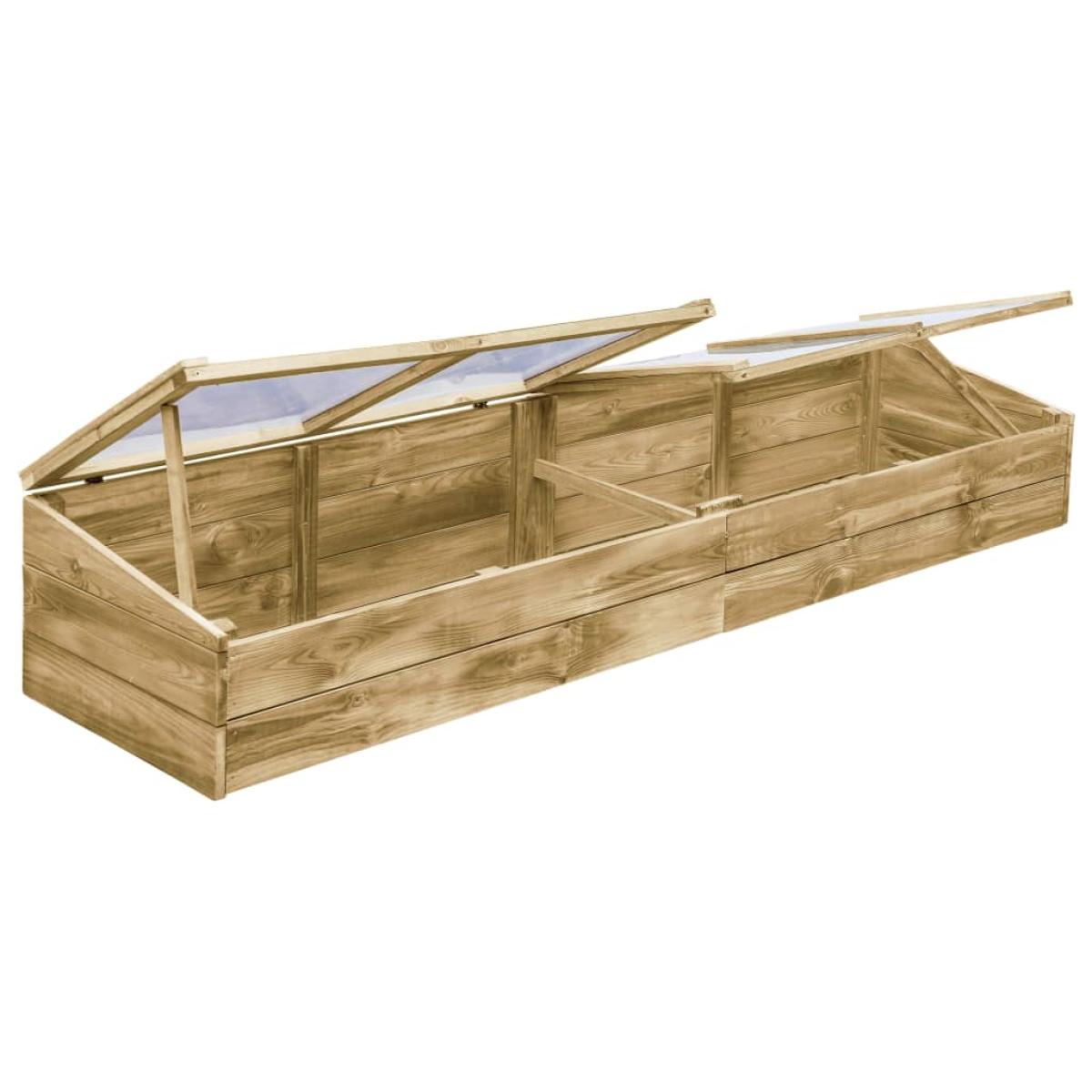 Invernadero de madera de pino impregnada 2 uds 200x50x35 cm