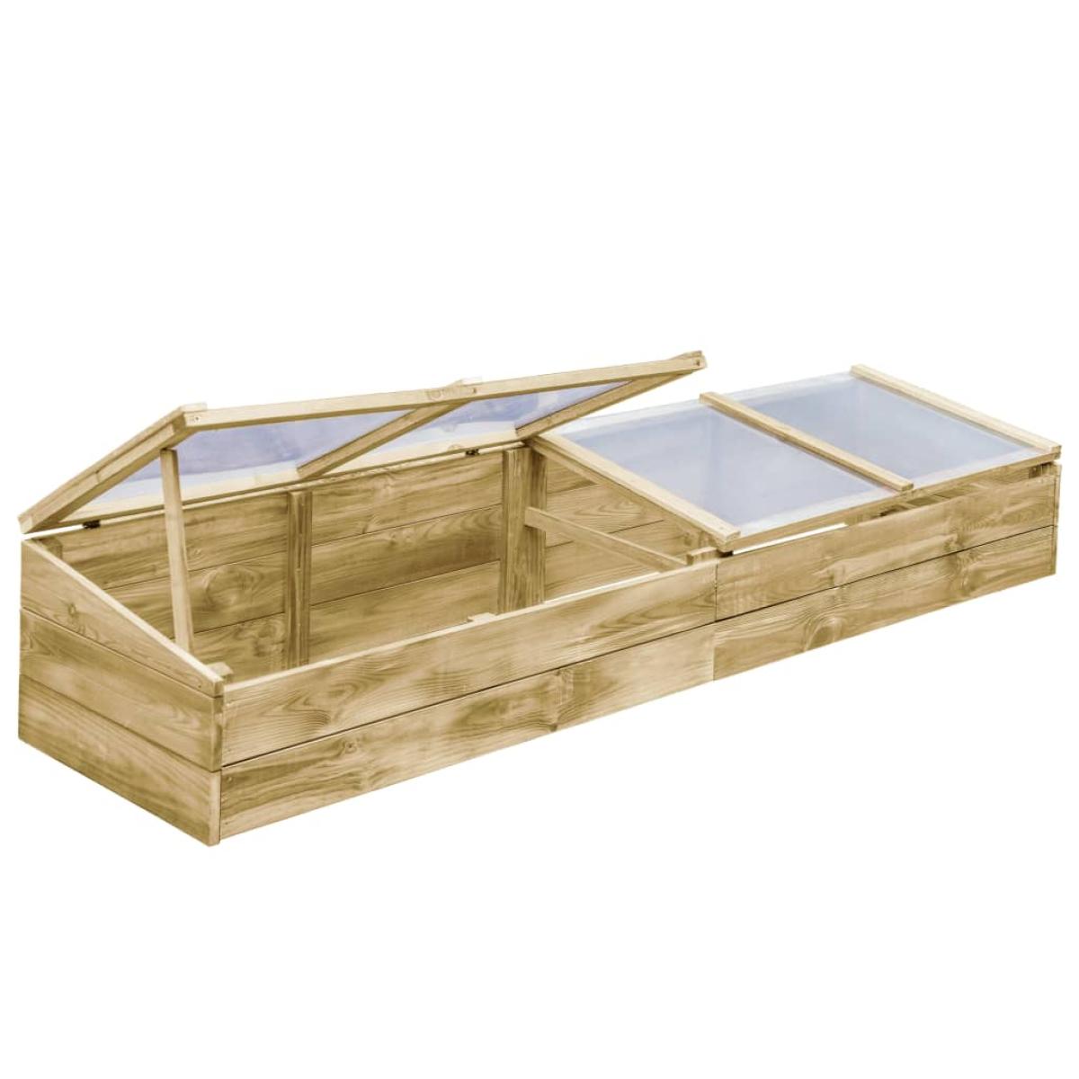 Invernadero de madera de pino impregnada 2 uds 200x50x35 cm